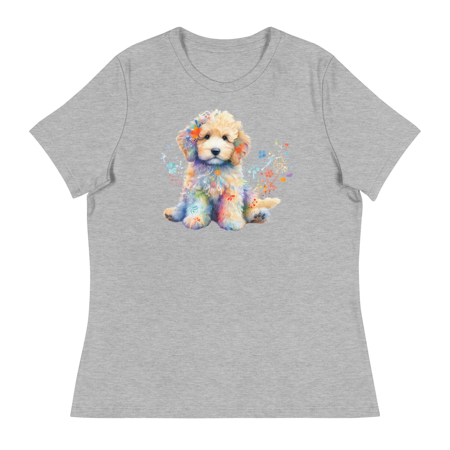 Watercolor Doodle Puppy Women's Relaxed T Shirt