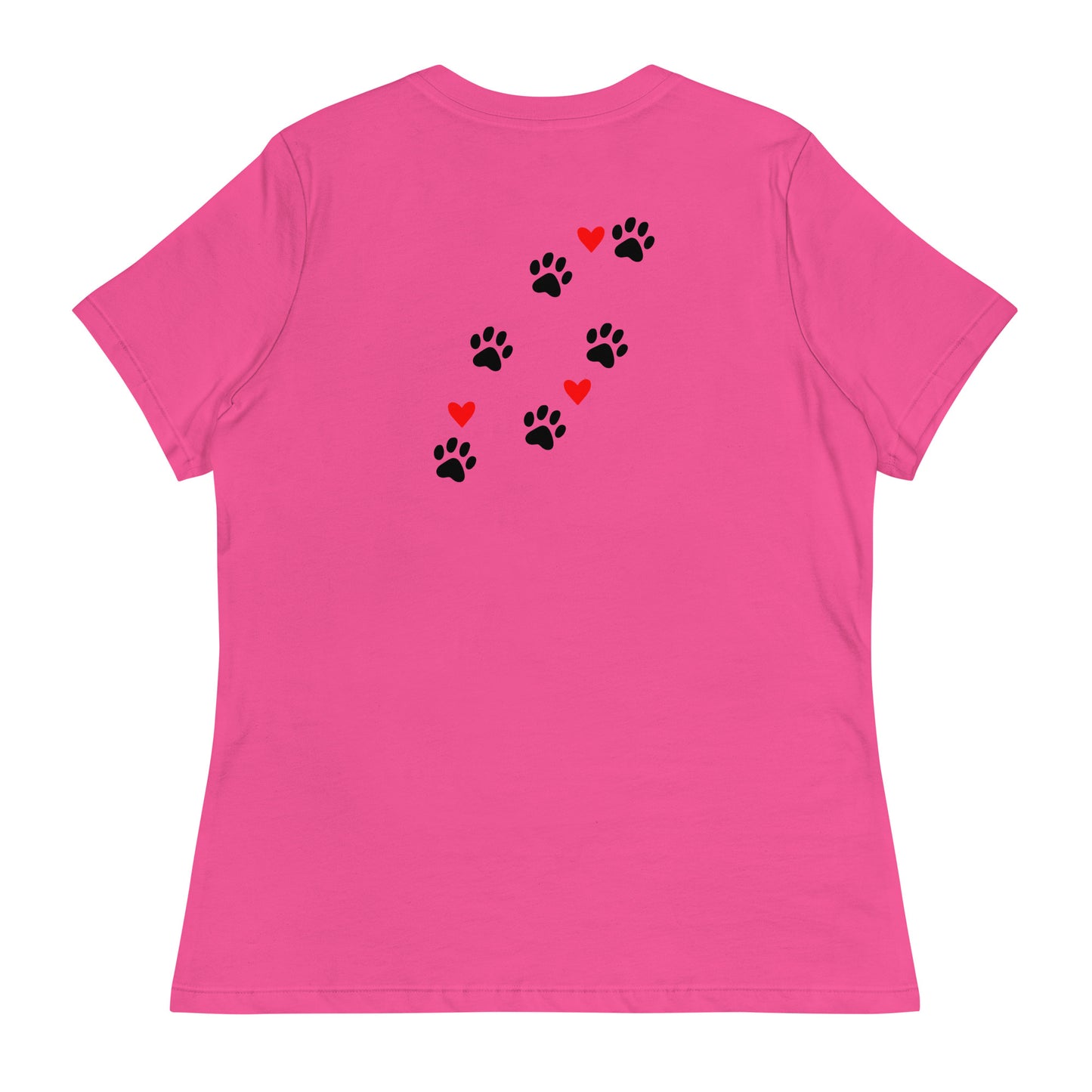 Life is Better with Dogs - Paw Prints on Back - Women's Relaxed T Shirt