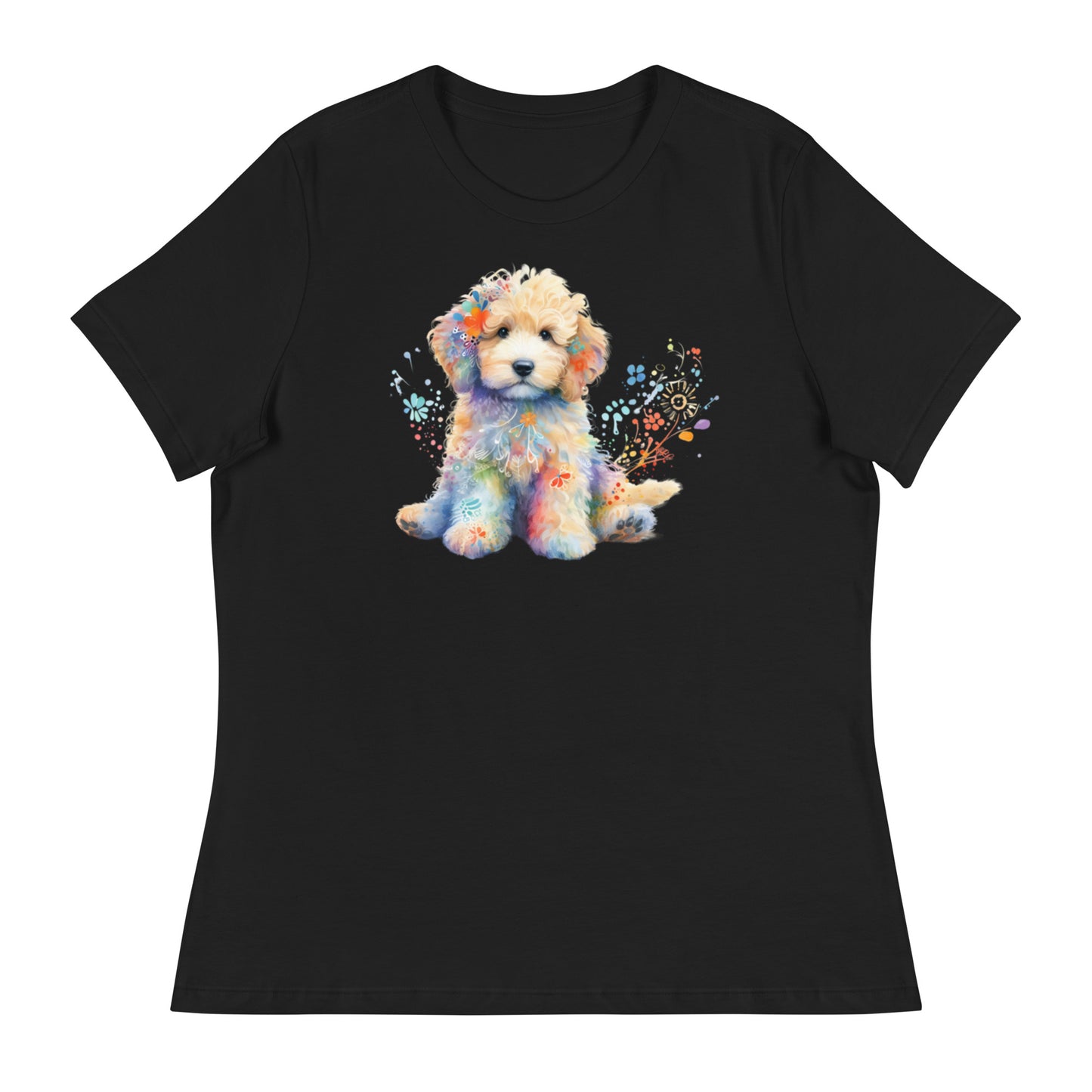 Watercolor Doodle Puppy Women's Relaxed T Shirt