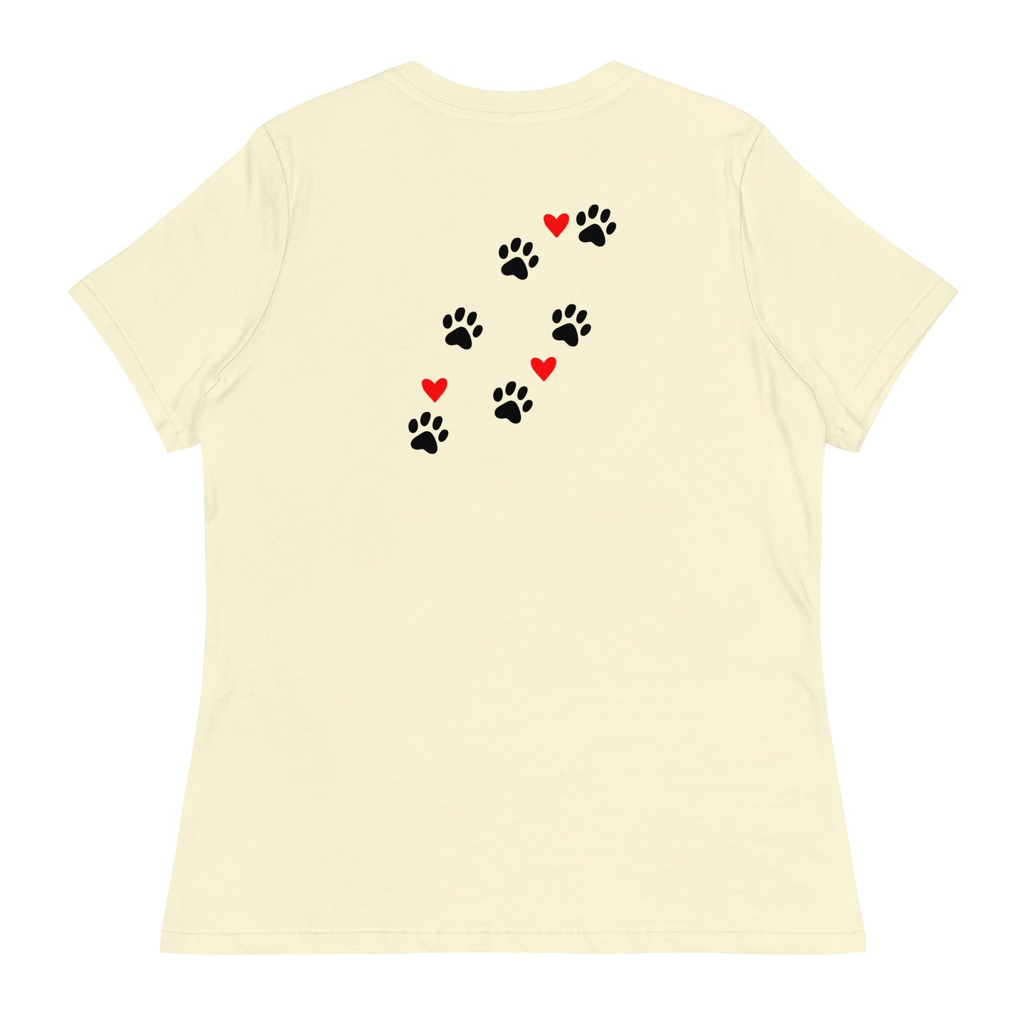 Life is Better with Dogs - Paw Prints on Back - Women's Relaxed T Shirt