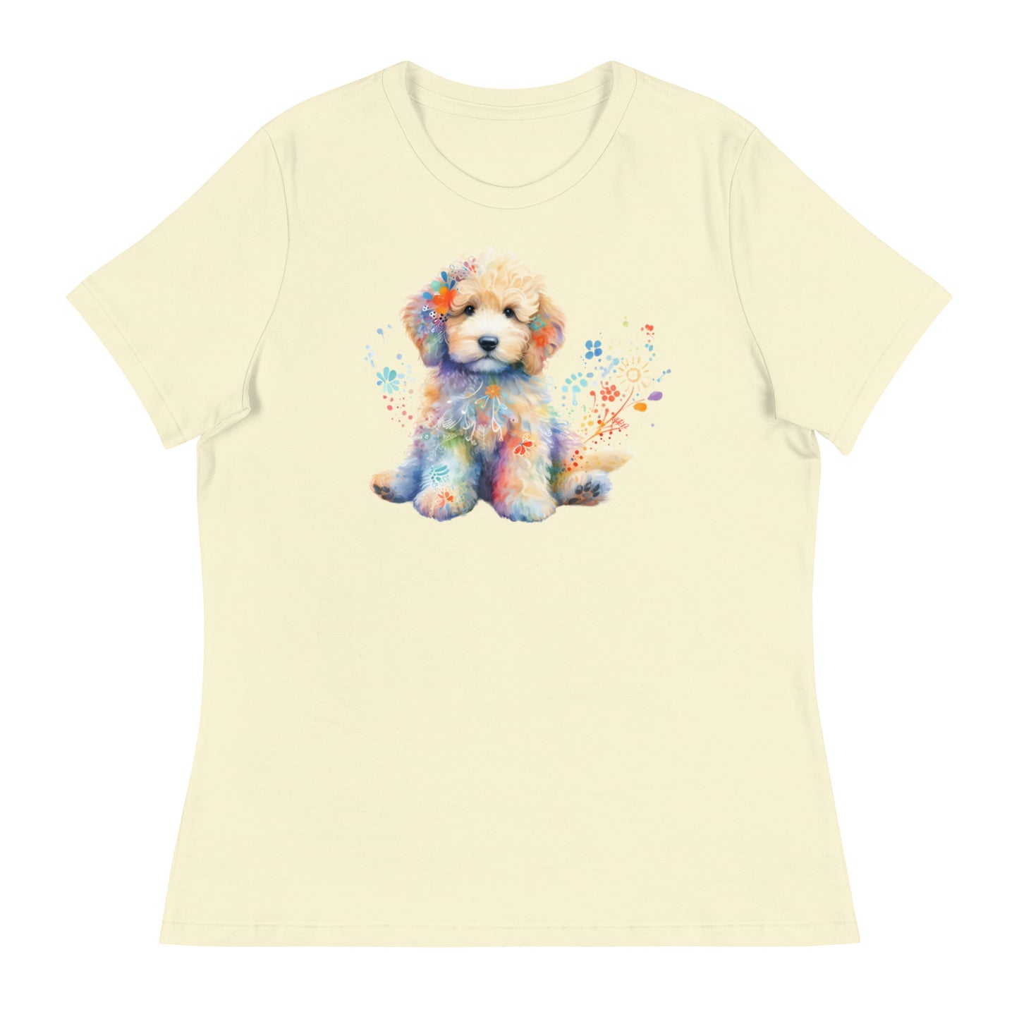 Watercolor Doodle Puppy Women's Relaxed T Shirt