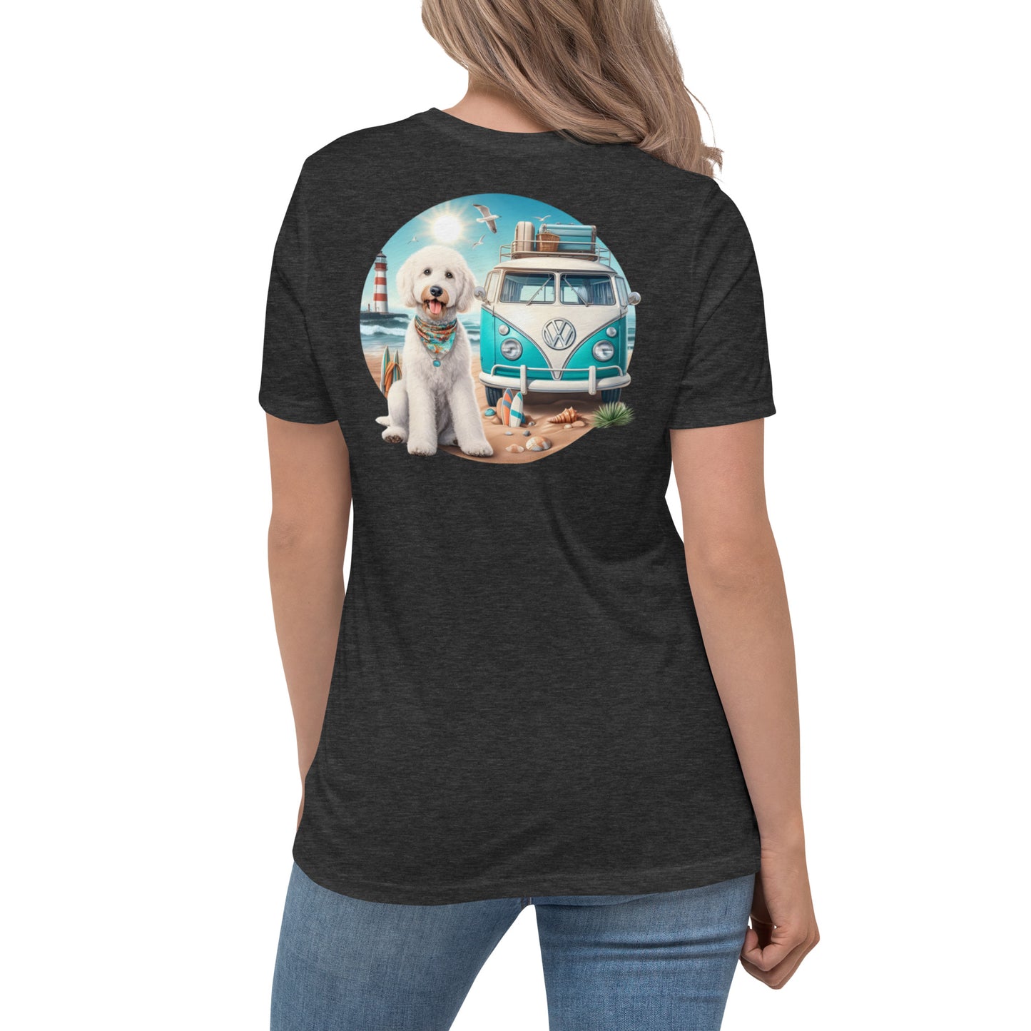 White Doodle VW Bus Women's Relaxed T Shirt