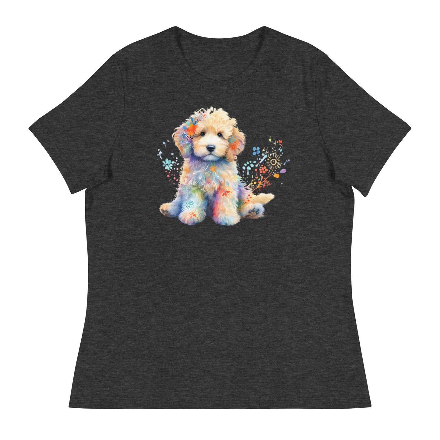 Watercolor Doodle Puppy Women's Relaxed T Shirt