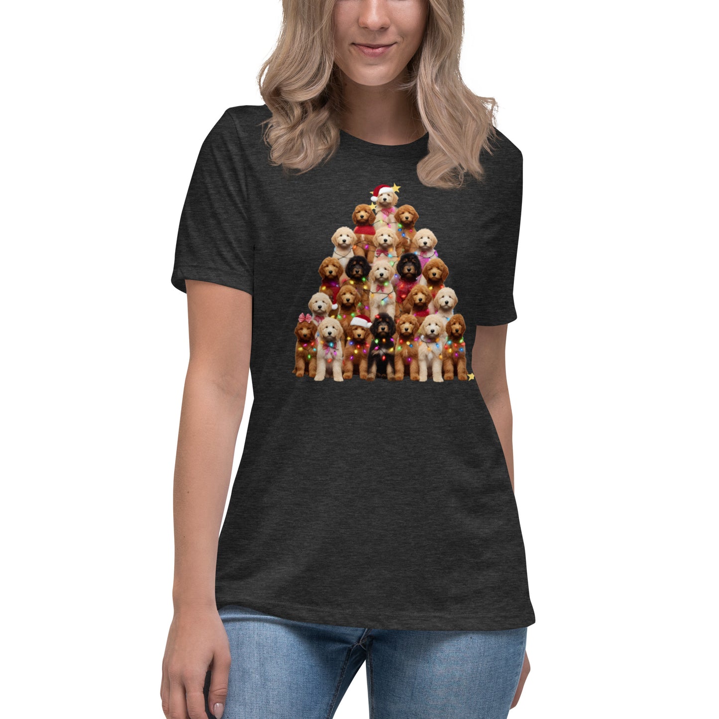 Christmas Tree Doodles w/Lights Women's Relaxed T-Shirt