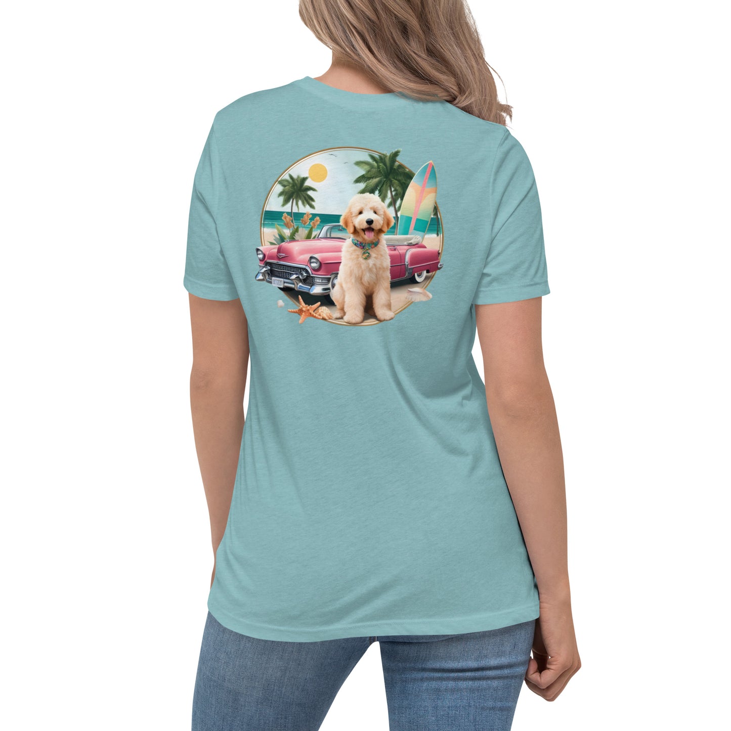 Pink Antique Car Doodle Women's Relaxed T Shirt