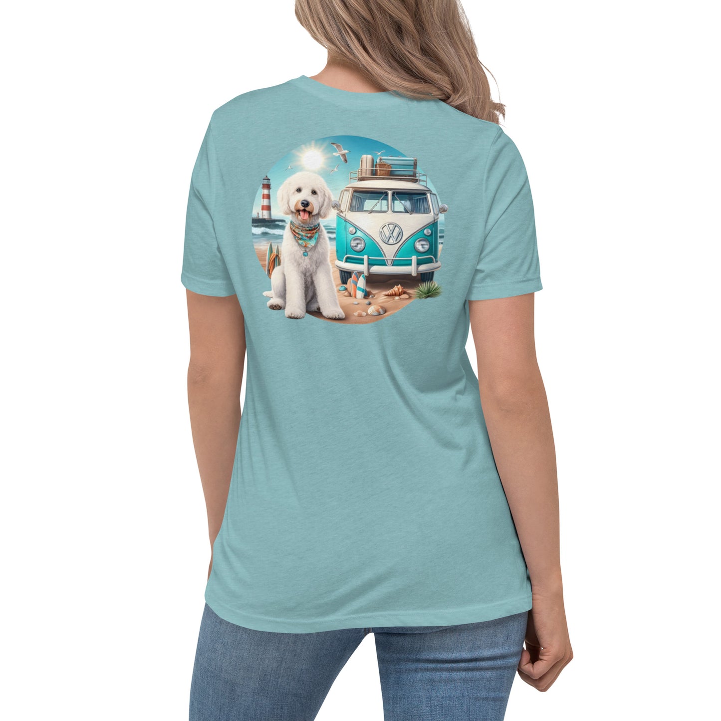 White Doodle VW Bus Women's Relaxed T Shirt