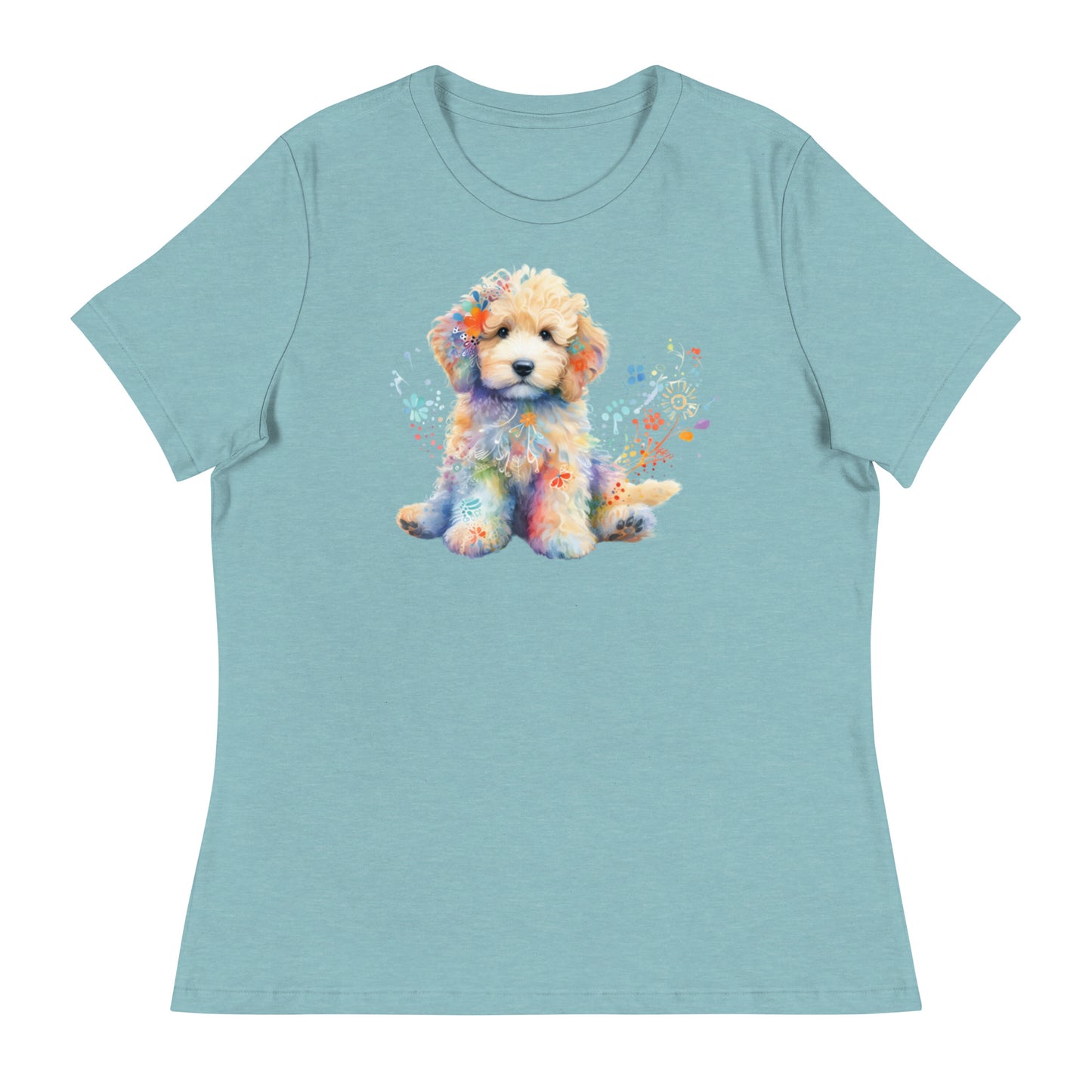 Watercolor Doodle Puppy Women's Relaxed T Shirt