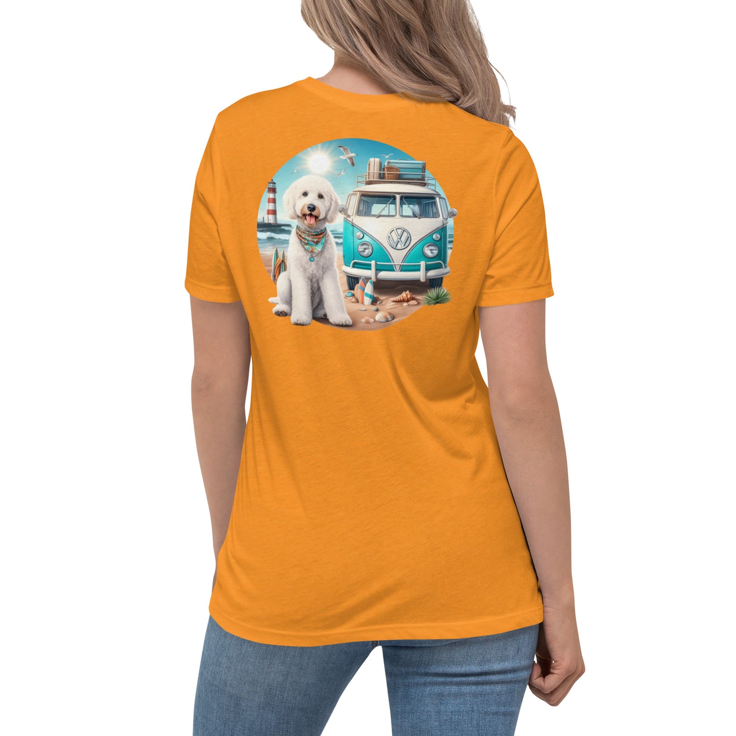 White Doodle VW Bus Women's Relaxed T Shirt