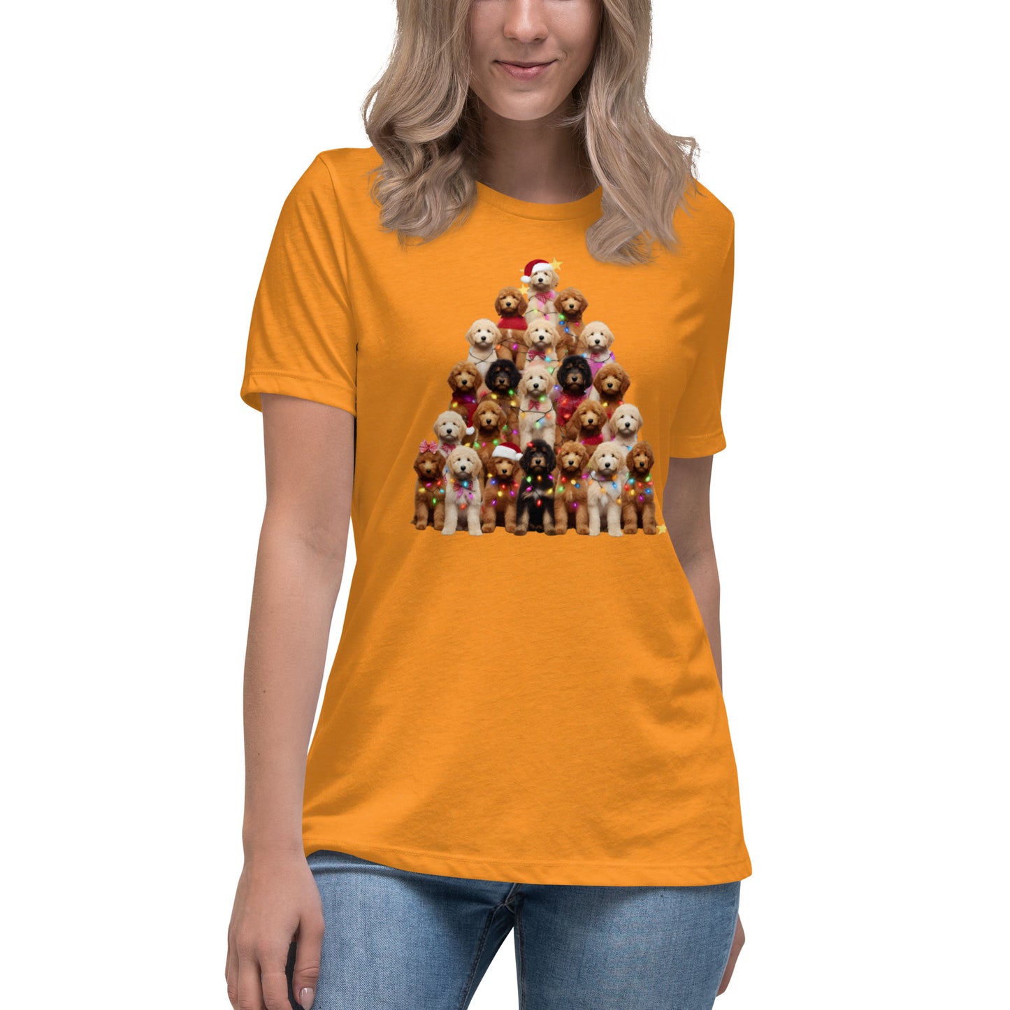 Christmas Tree Doodles w/Lights Women's Relaxed T-Shirt