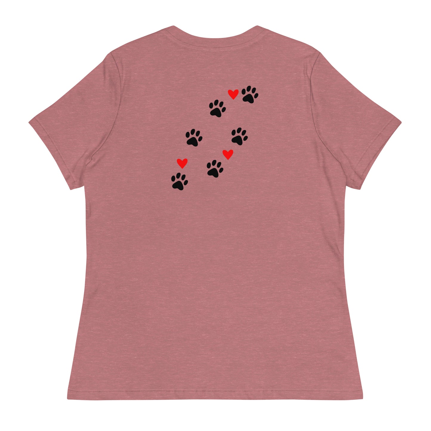 Life is Better with Dogs - Paw Prints on Back - Women's Relaxed T Shirt