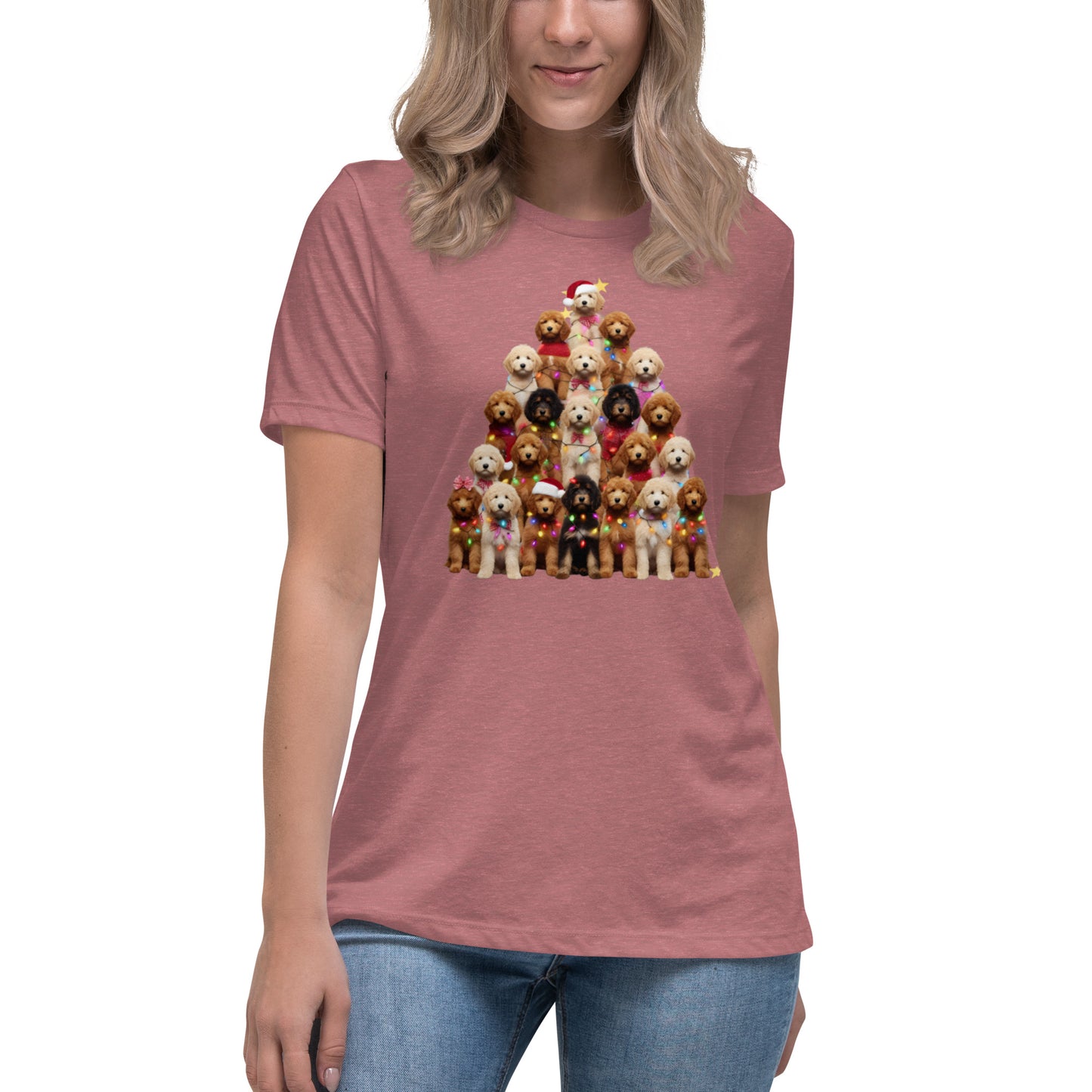 Christmas Tree Doodles w/Lights Women's Relaxed T-Shirt