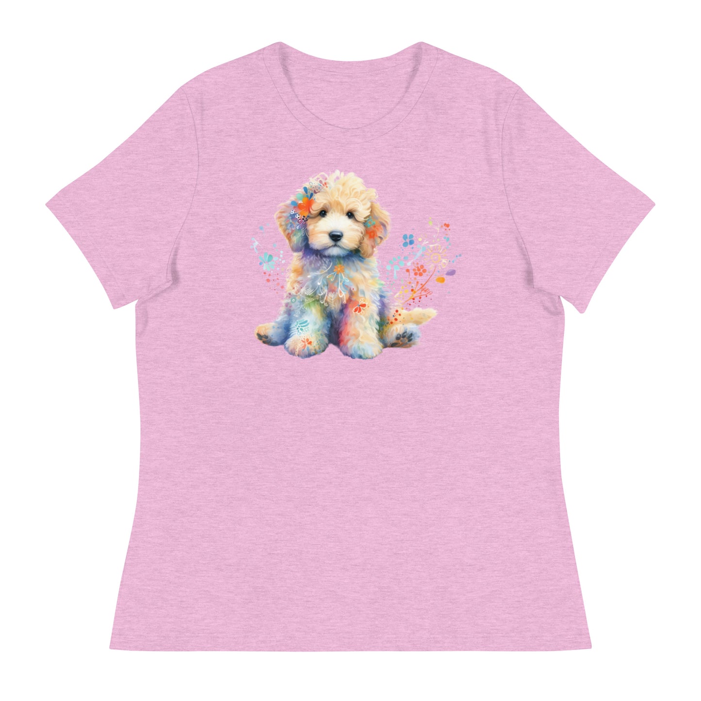 Watercolor Doodle Puppy Women's Relaxed T Shirt