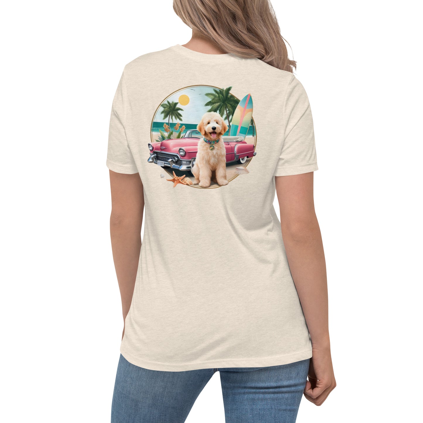 Pink Antique Car Doodle Women's Relaxed T Shirt