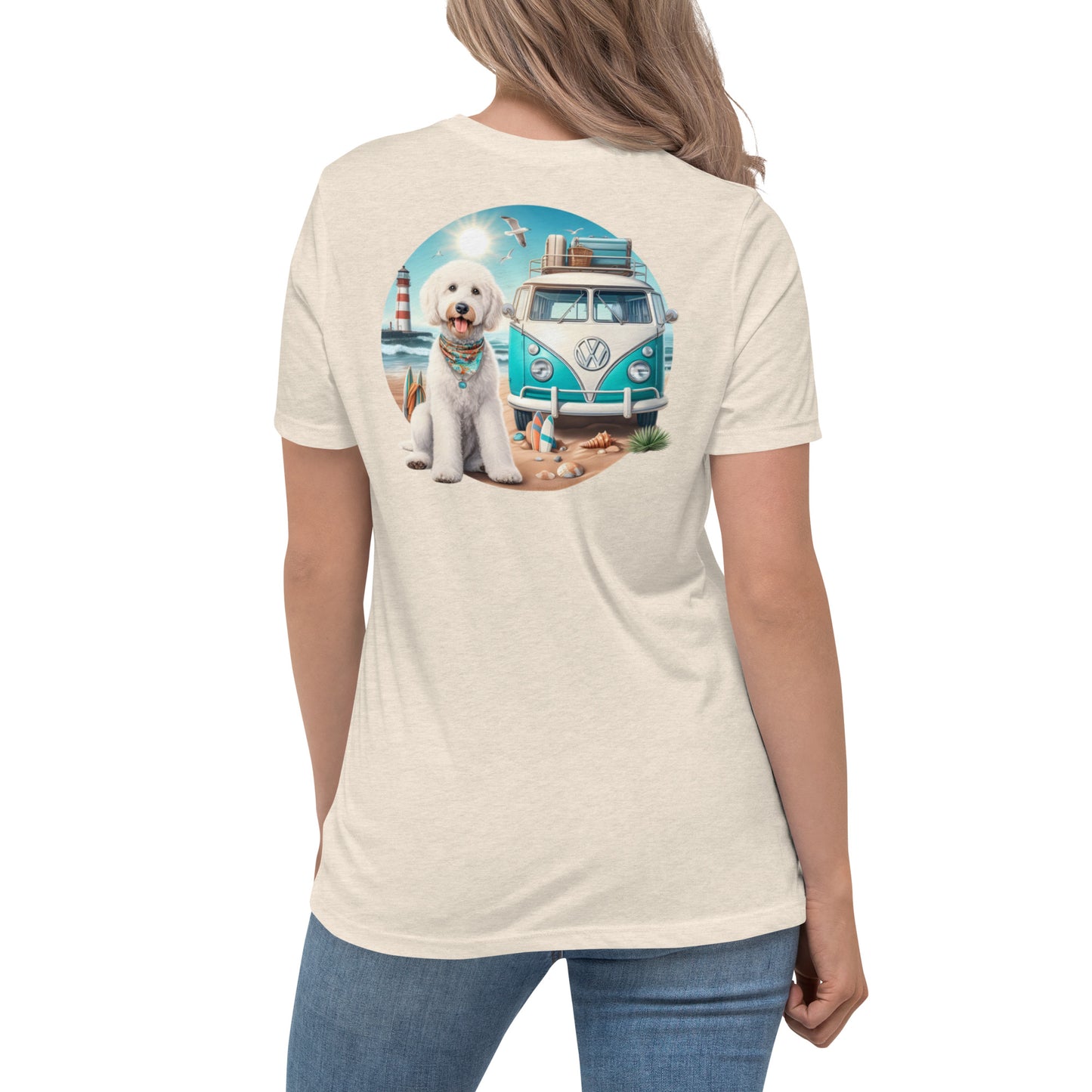 White Doodle VW Bus Women's Relaxed T Shirt