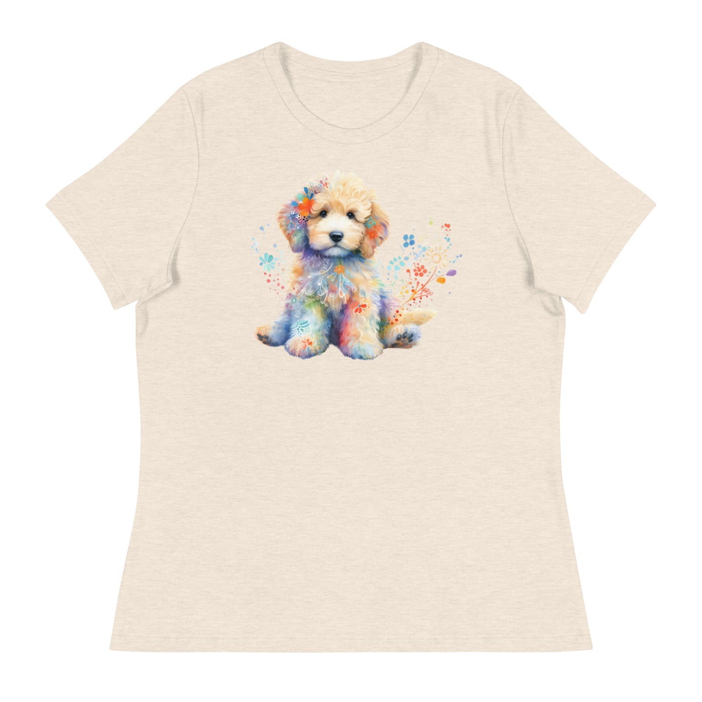 Watercolor Doodle Puppy Women's Relaxed T Shirt