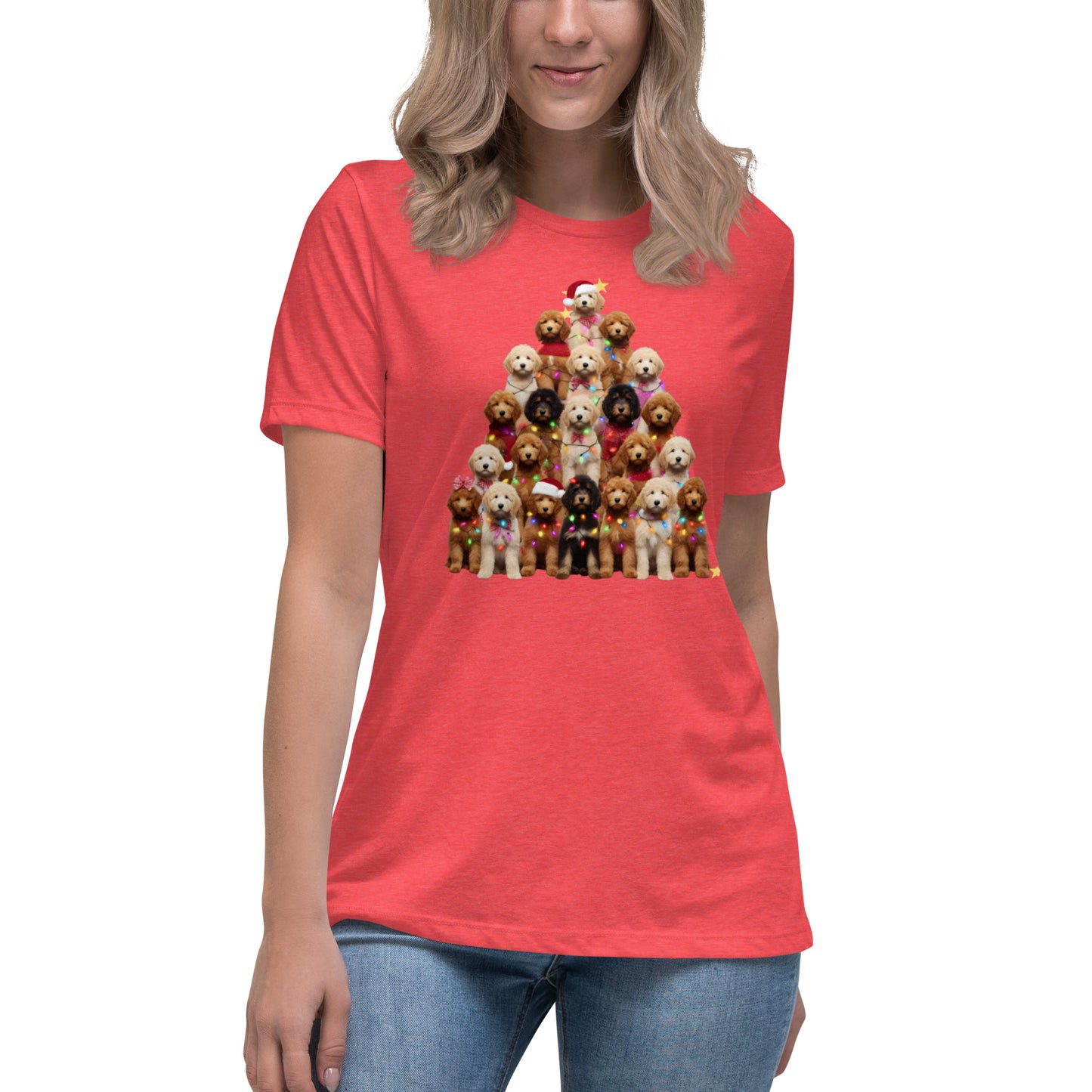 Christmas Tree Doodles w/Lights Women's Relaxed T-Shirt