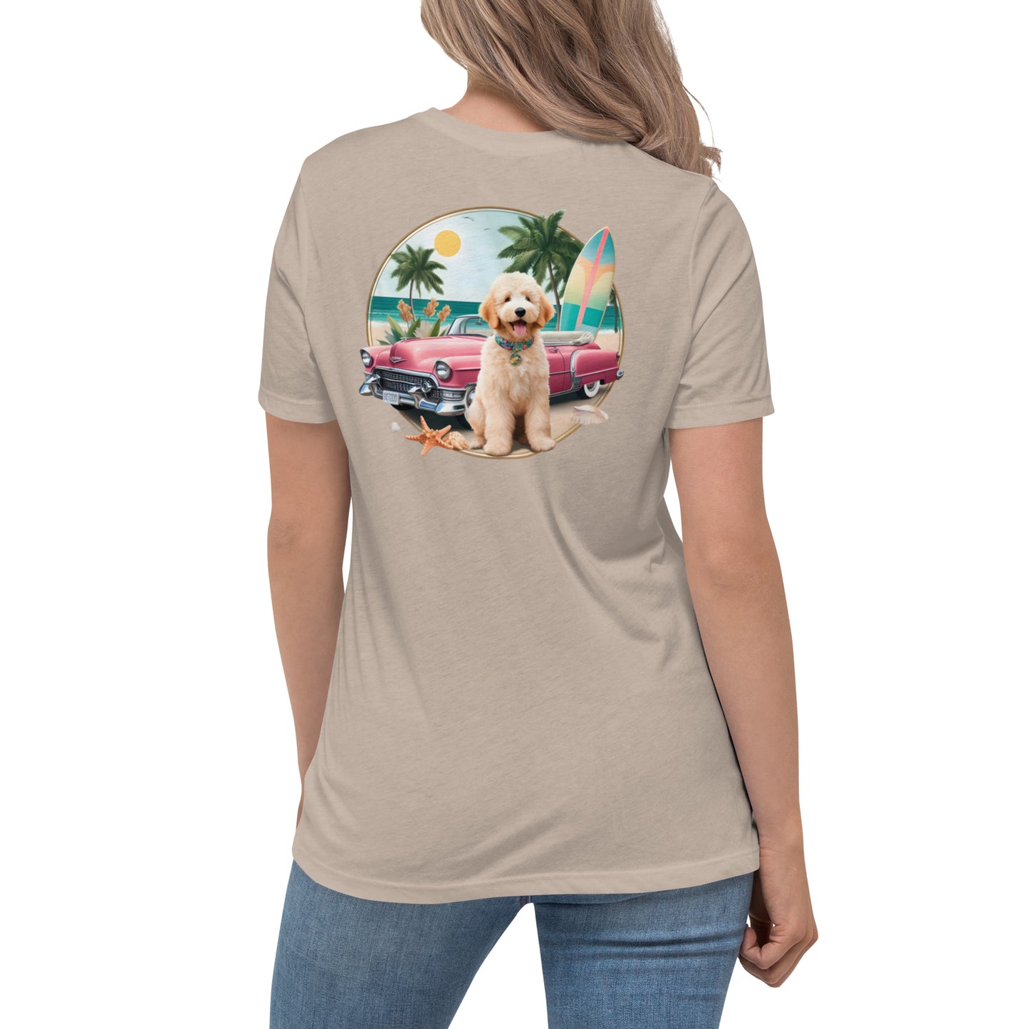 Pink Antique Car Doodle Women's Relaxed T Shirt