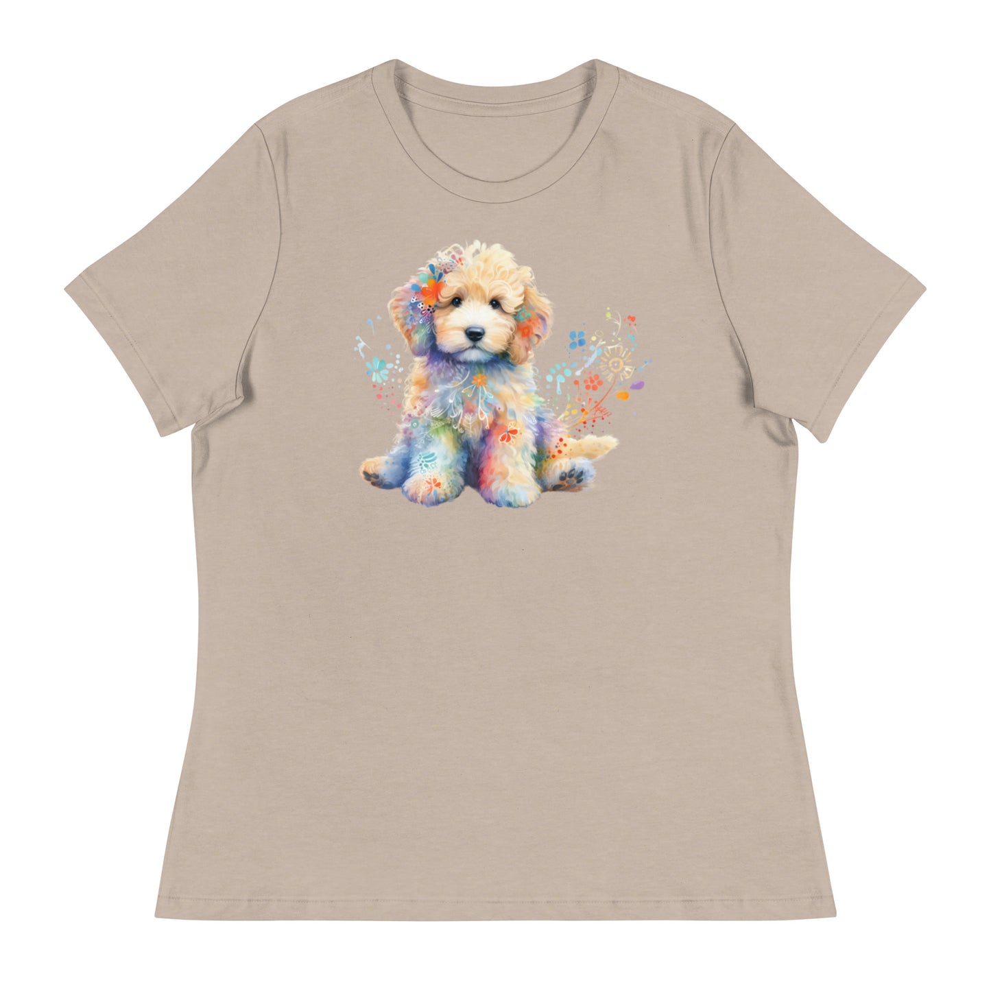 Watercolor Doodle Puppy Women's Relaxed T Shirt