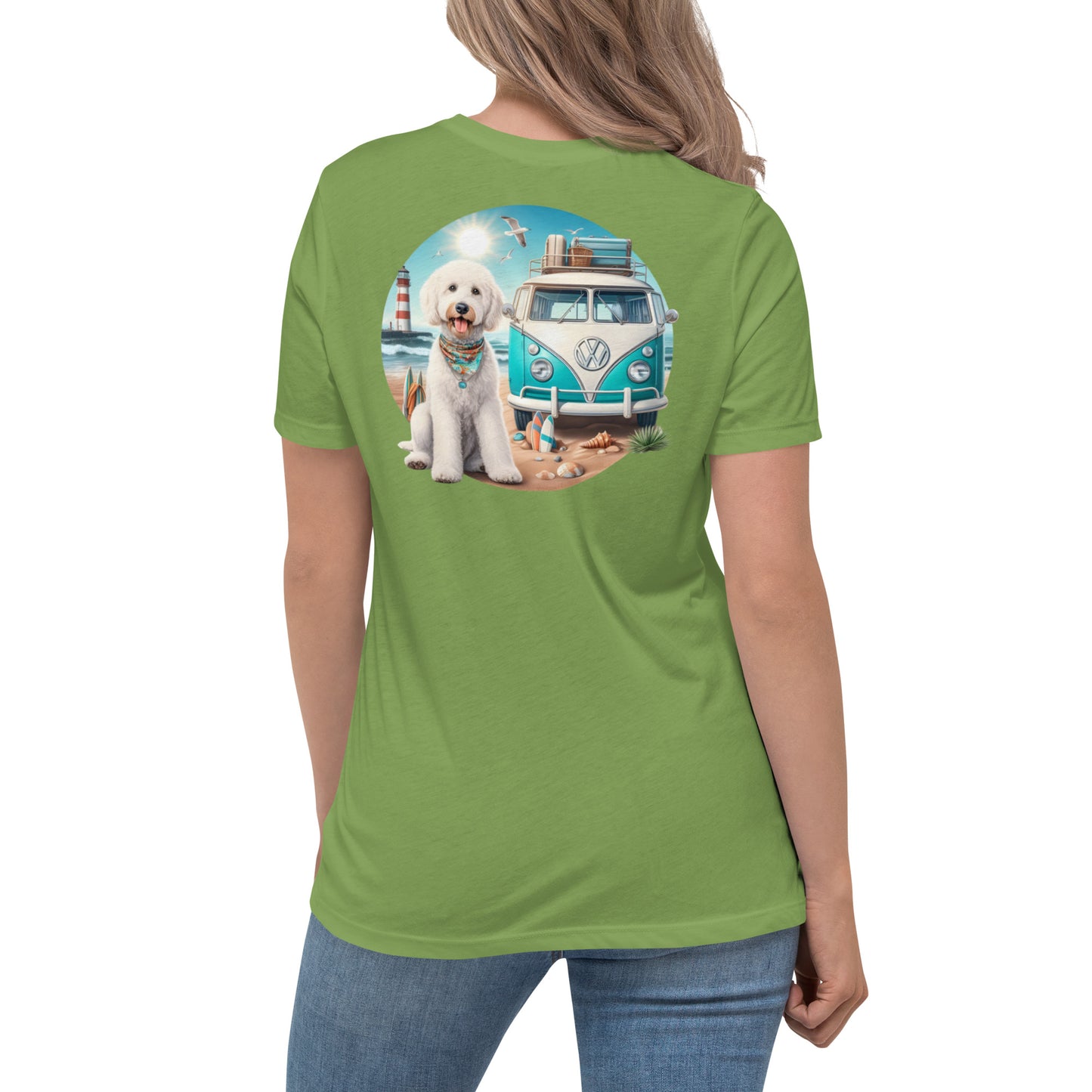 White Doodle VW Bus Women's Relaxed T Shirt