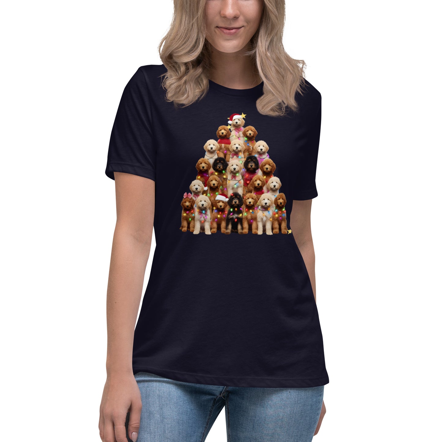 Christmas Tree Doodles w/Lights Women's Relaxed T-Shirt