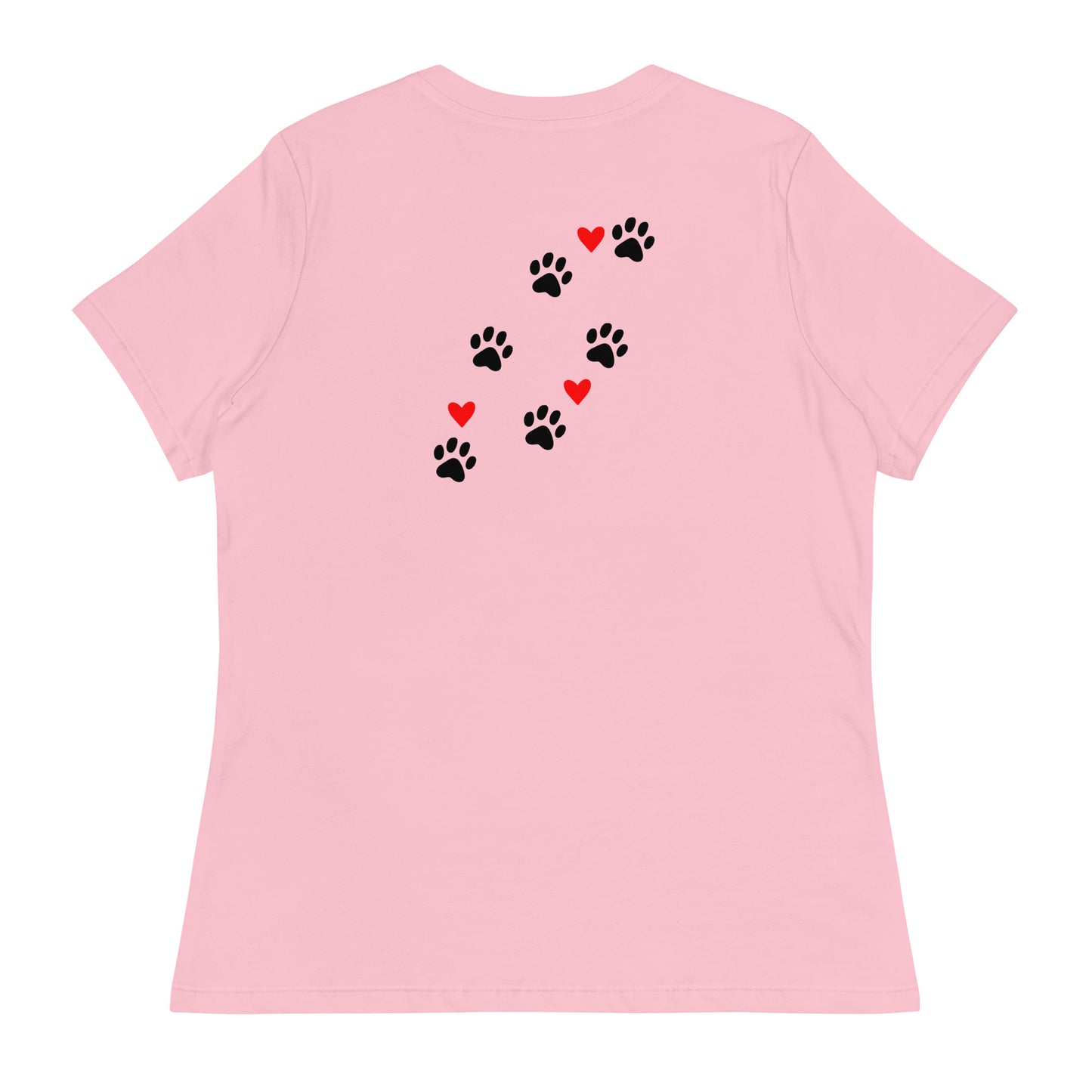 Life is Better with Dogs - Paw Prints on Back - Women's Relaxed T Shirt