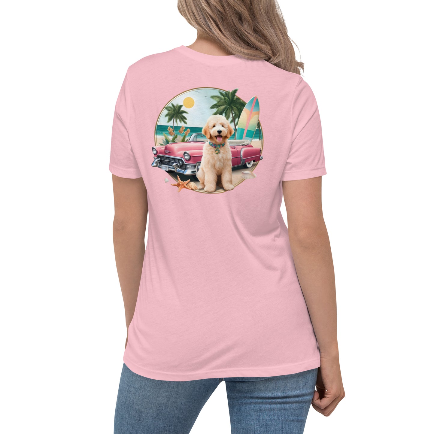 Pink Antique Car Doodle Women's Relaxed T Shirt