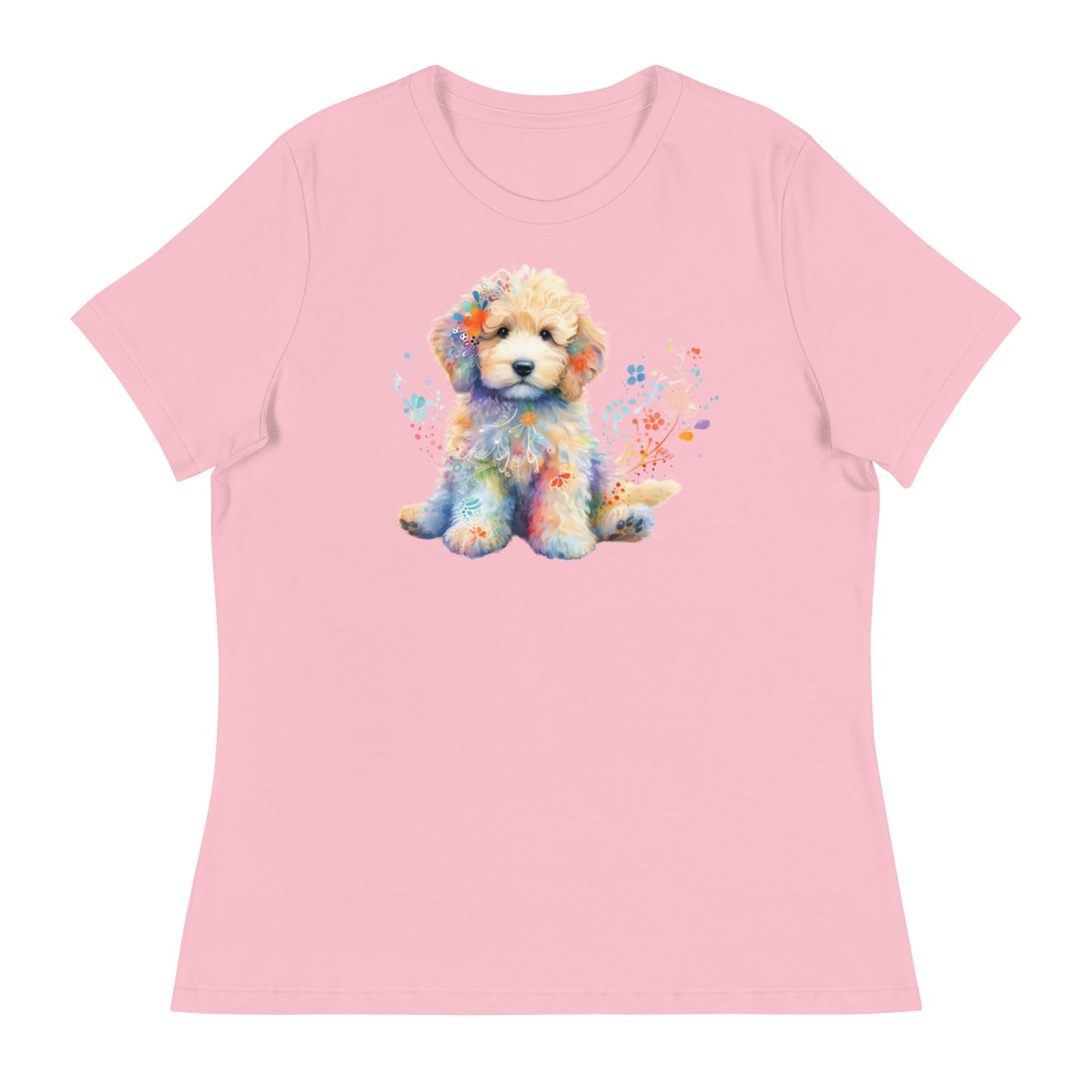 Watercolor Doodle Puppy Women's Relaxed T Shirt