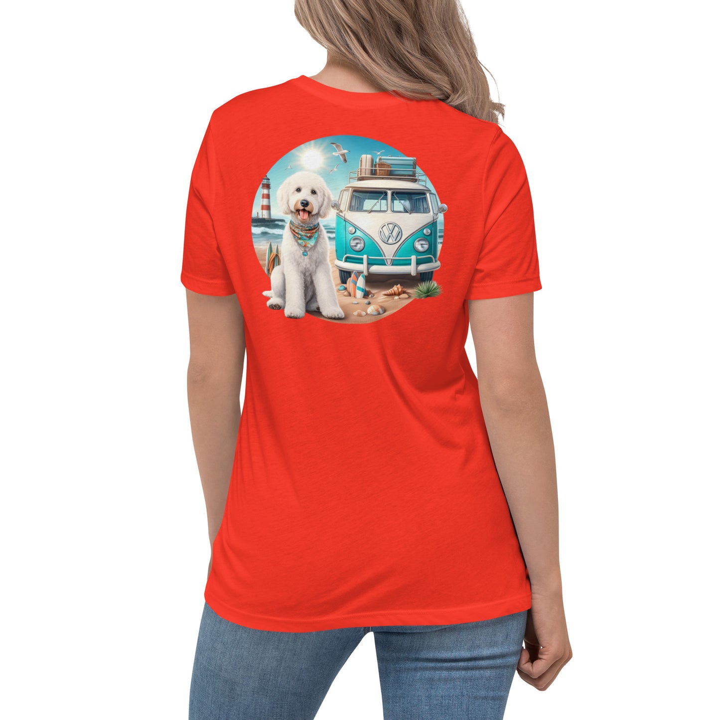 White Doodle VW Bus Women's Relaxed T Shirt