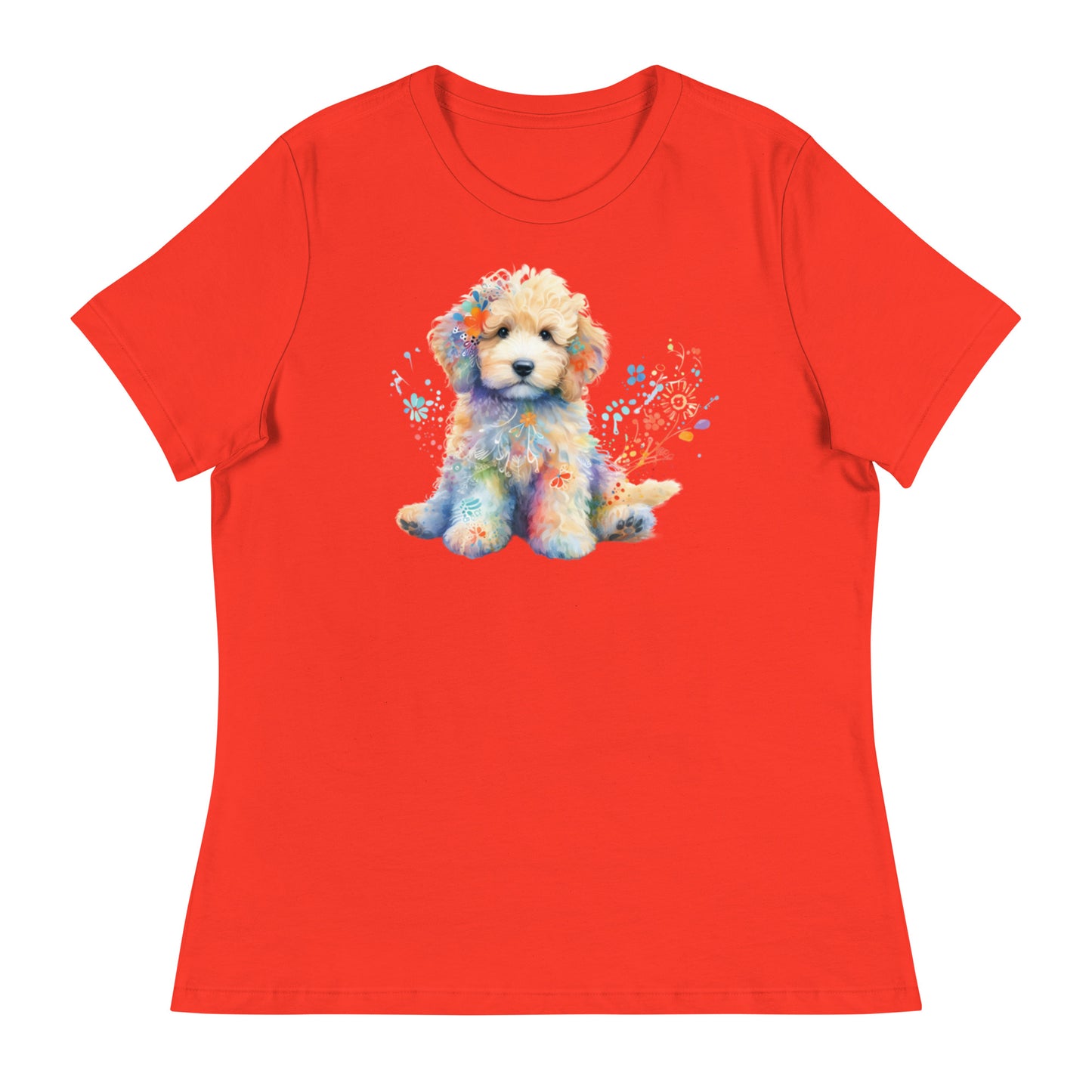 Watercolor Doodle Puppy Women's Relaxed T Shirt