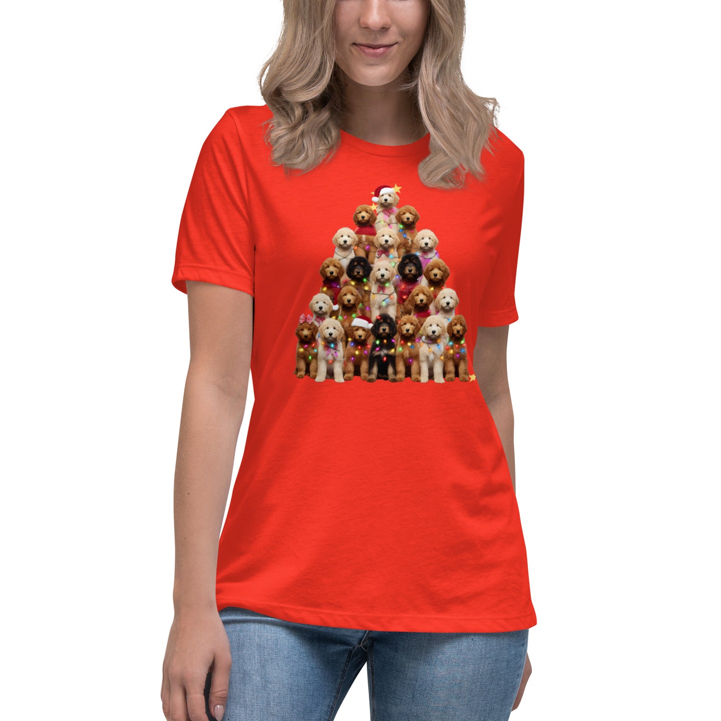 Christmas Tree Doodles w/Lights Women's Relaxed T-Shirt