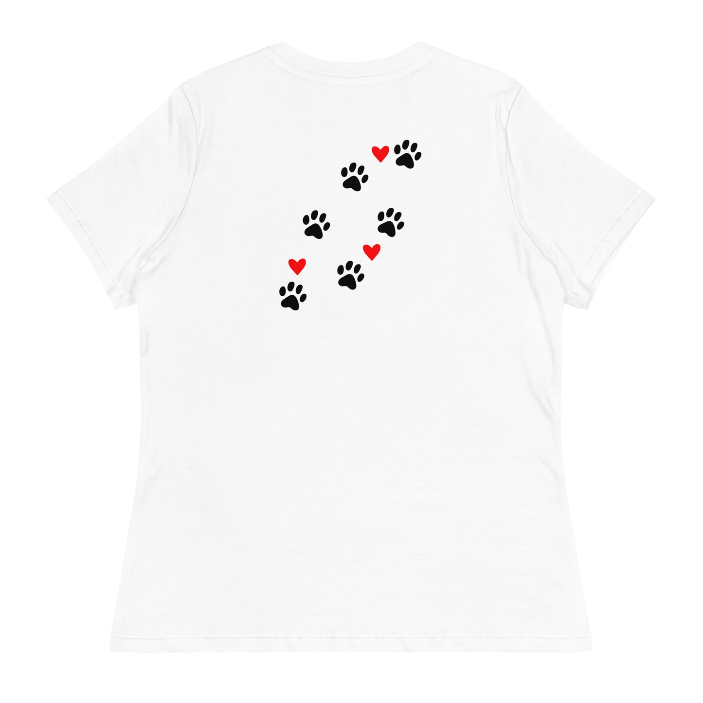 Life is Better with Dogs - Paw Prints on Back - Women's Relaxed T Shirt