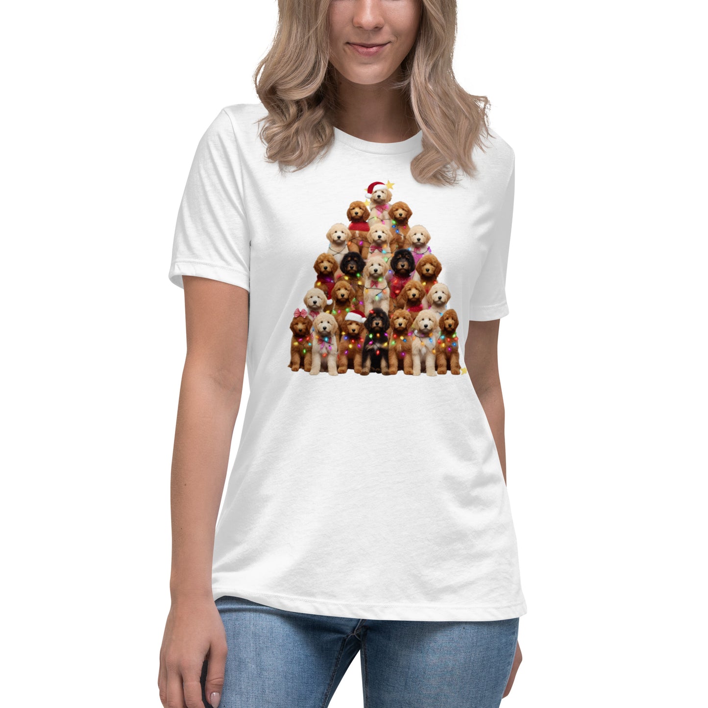 Christmas Tree Doodles w/Lights Women's Relaxed T-Shirt