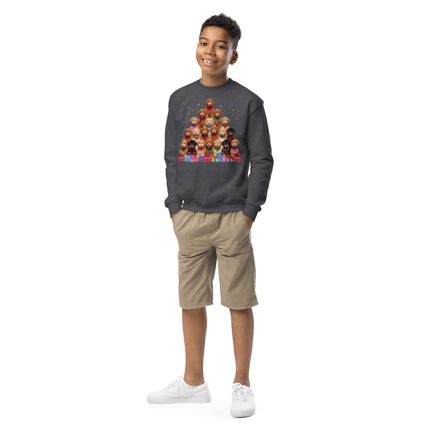 Doodle Christmas Tree Unisex Youth Crewneck Sweatshirt