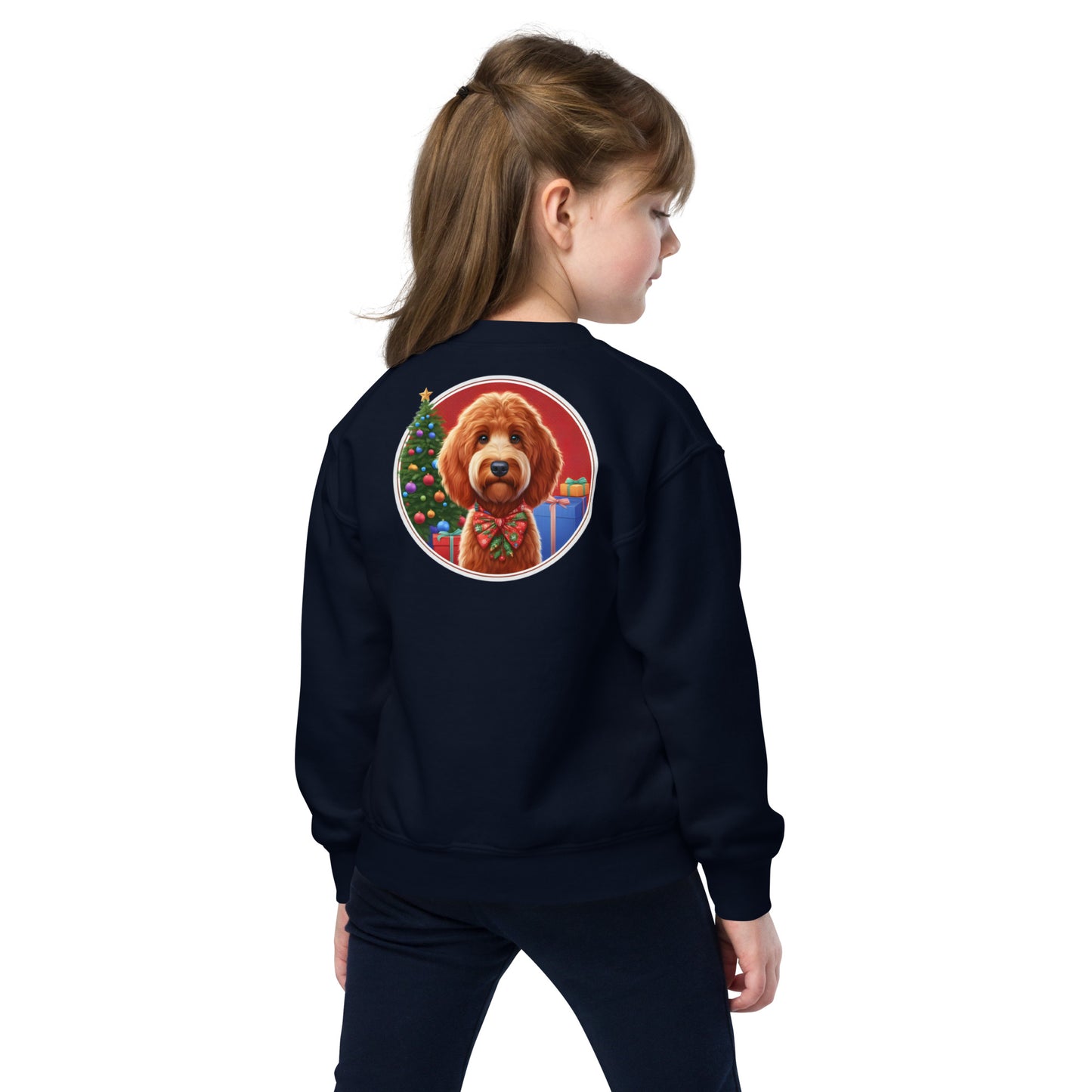 Red Doodle Christmas Unisex Youth Crewneck Sweatshirt