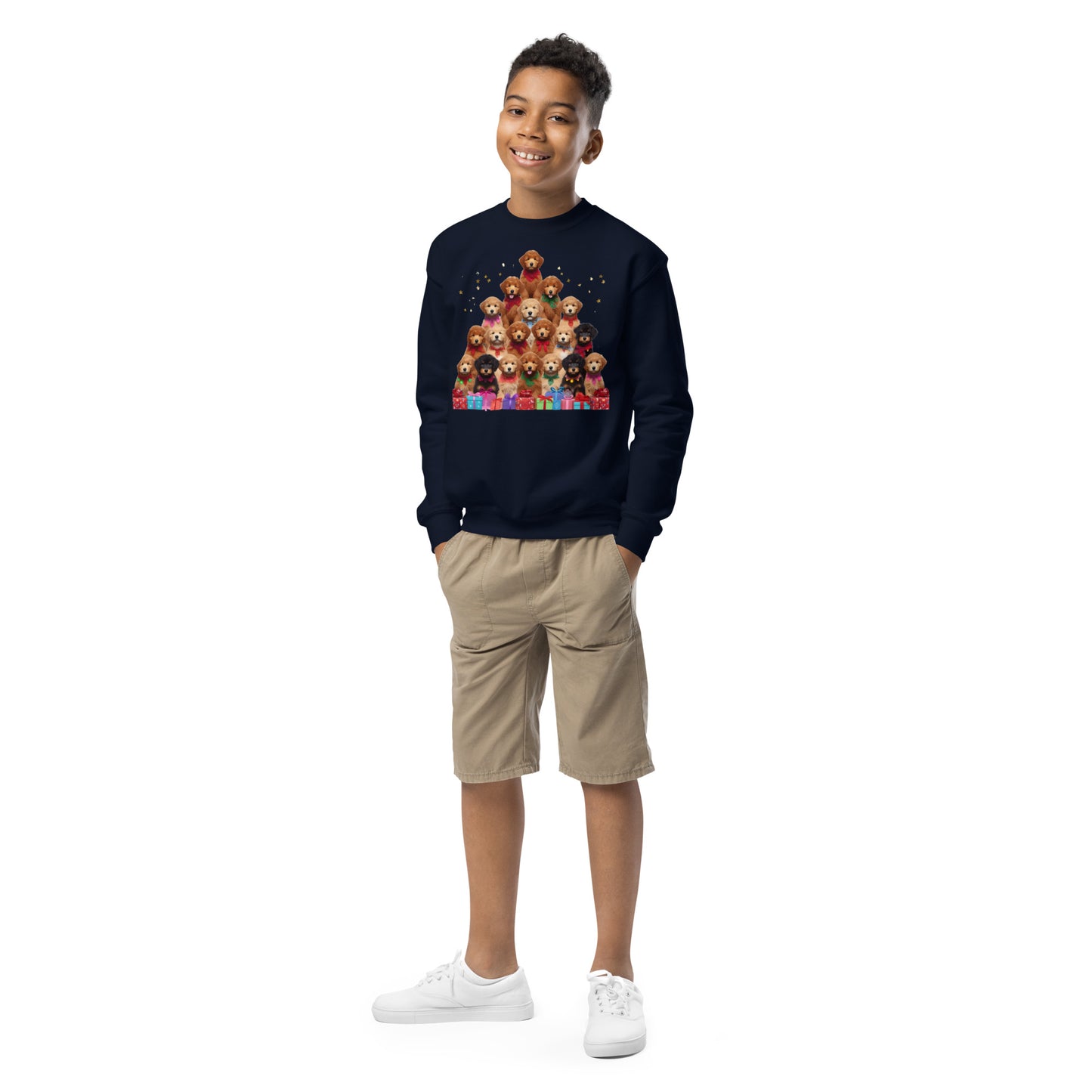 Doodle Christmas Tree Unisex Youth Crewneck Sweatshirt