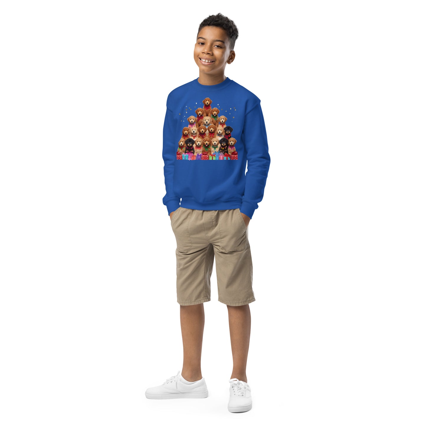 Doodle Christmas Tree Unisex Youth Crewneck Sweatshirt