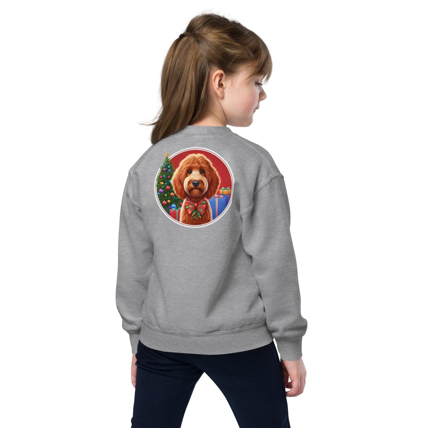 Red Doodle Christmas Unisex Youth Crewneck Sweatshirt