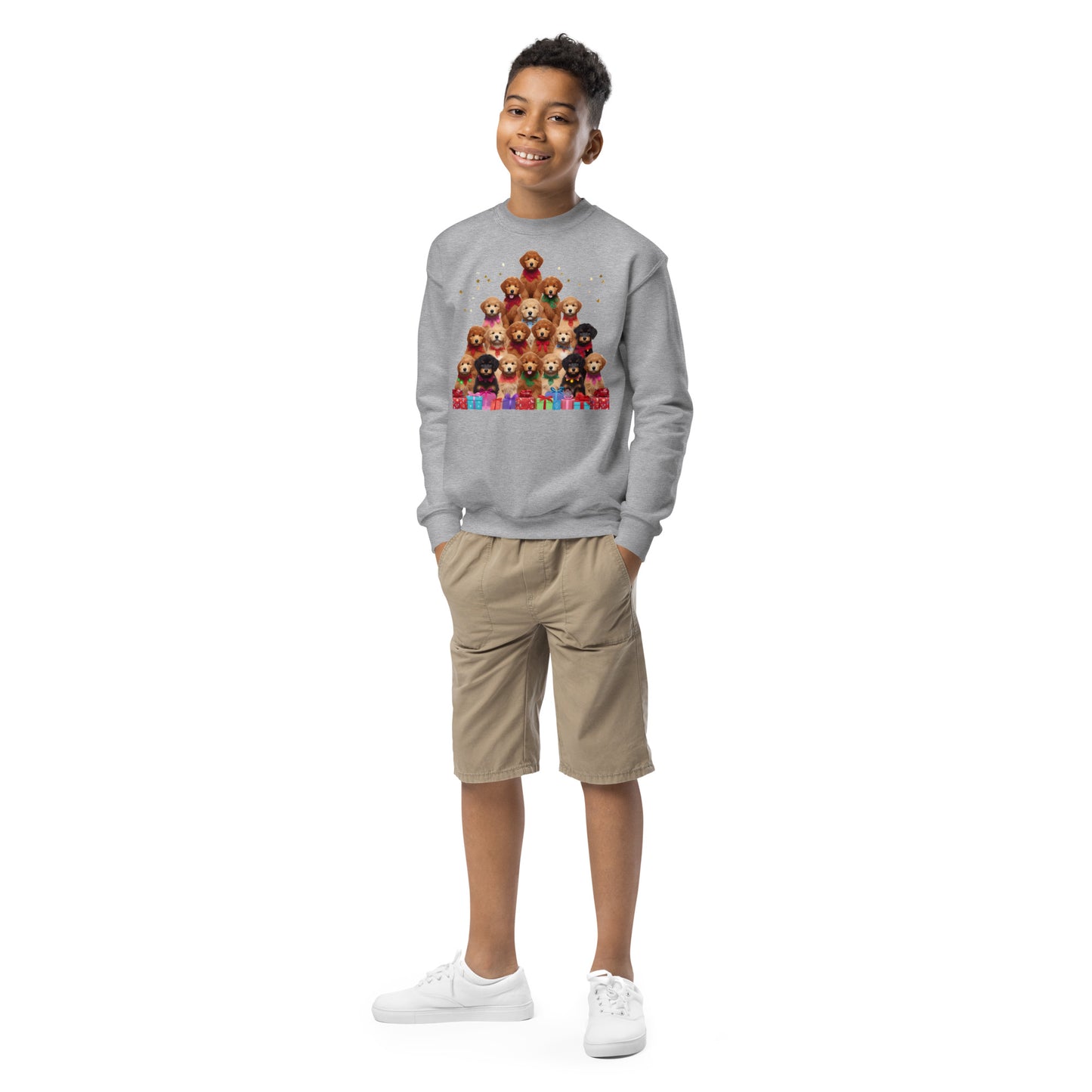 Doodle Christmas Tree Unisex Youth Crewneck Sweatshirt