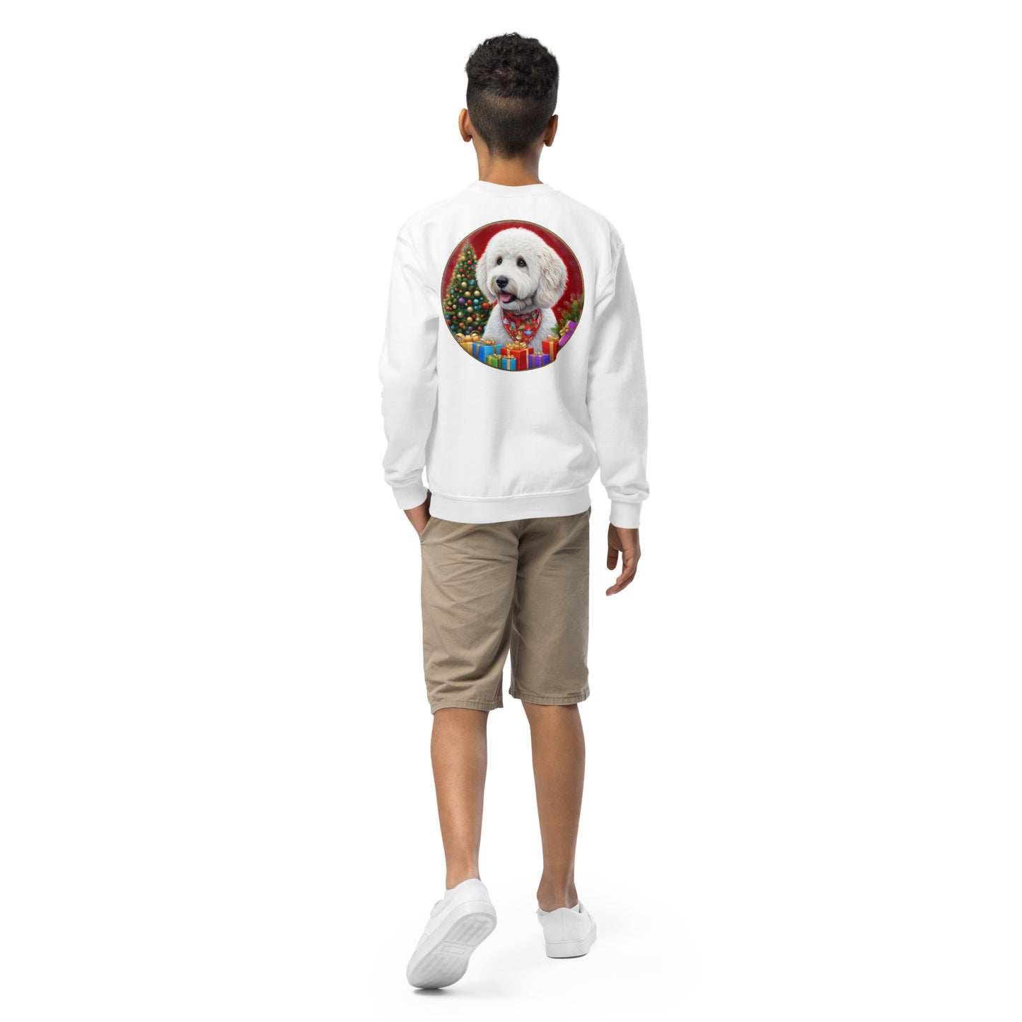 White Christmas Doodle Unisex Youth Crewneck Sweatshirt