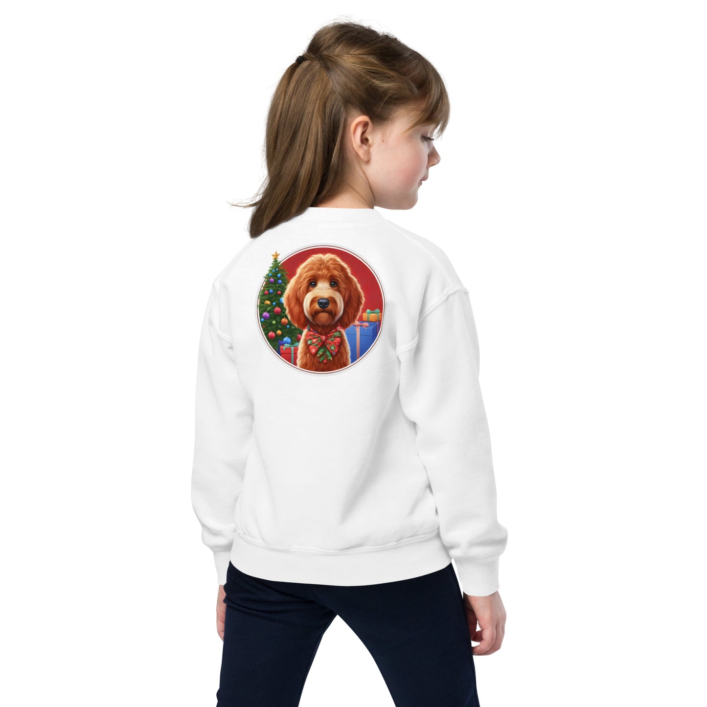 Red Doodle Christmas Unisex Youth Crewneck Sweatshirt