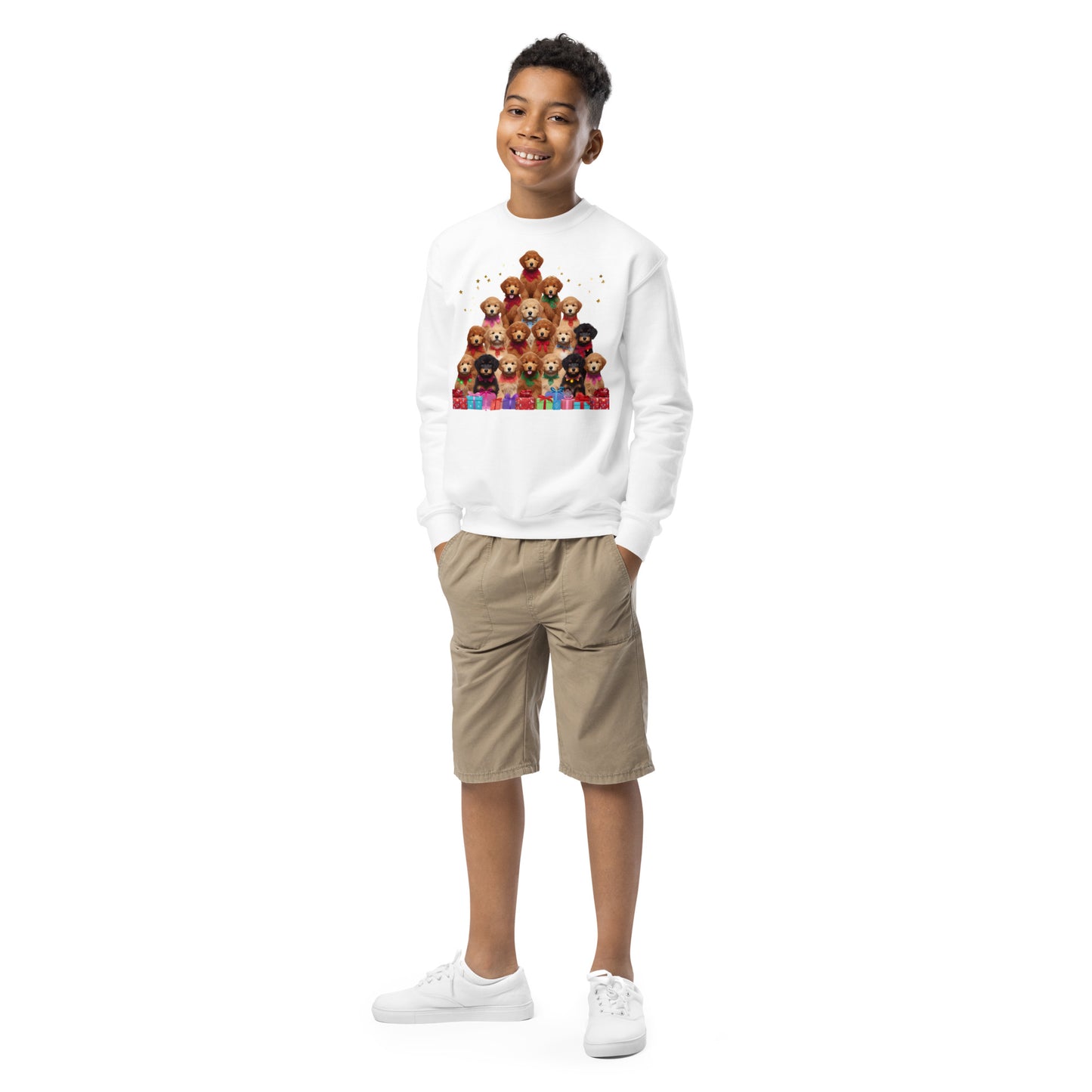 Doodle Christmas Tree Unisex Youth Crewneck Sweatshirt