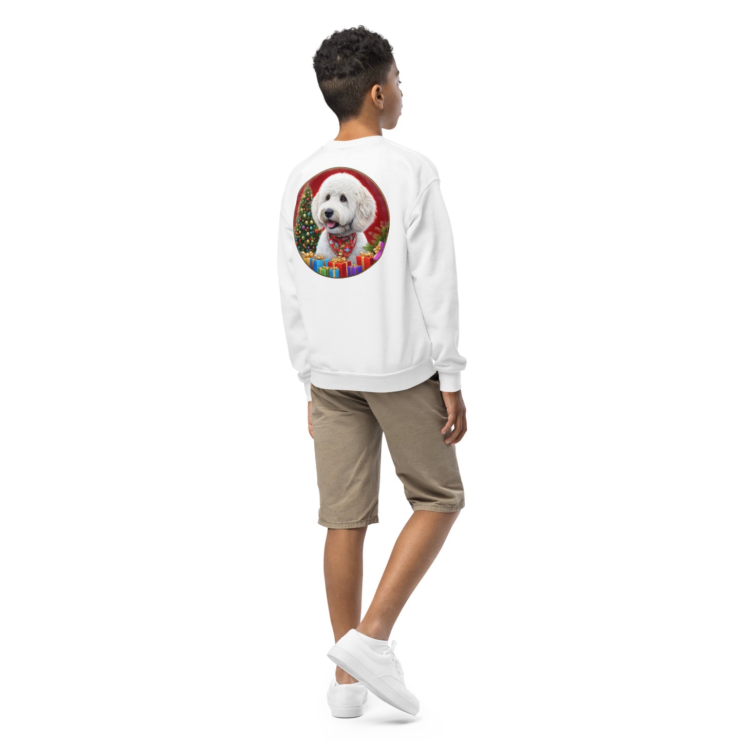 White Christmas Doodle Unisex Youth Crewneck Sweatshirt