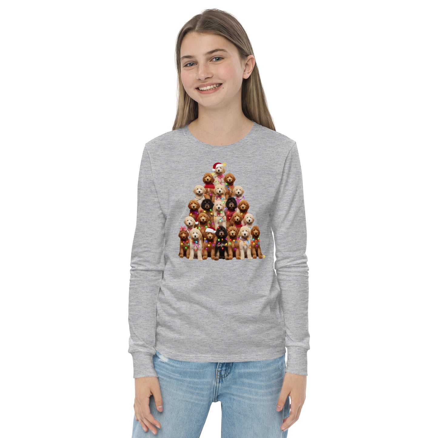 Doodle Christmas Tree Youth Long Sleeve T Shirt