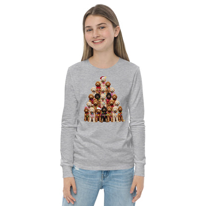 Doodle Christmas Tree Youth Long Sleeve T Shirt