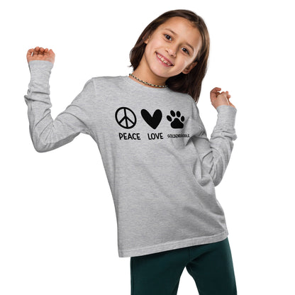 Peace Love Goldendoodle Youth Long Sleeve T Shirt