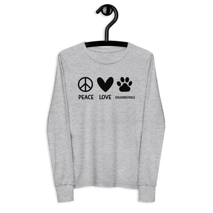 Peace Love Goldendoodle Youth Long Sleeve T Shirt