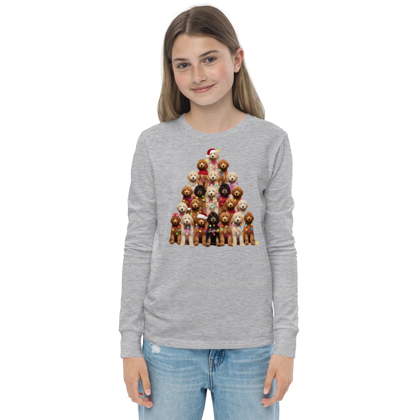 Doodle Christmas Tree Youth Long Sleeve T Shirt