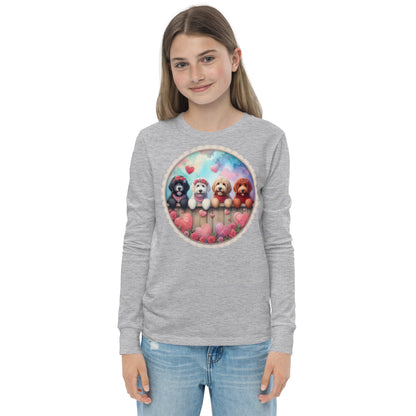 Valentines Doodles - Unisex Youth Bella + Canvas - Long Sleeve T Shirt