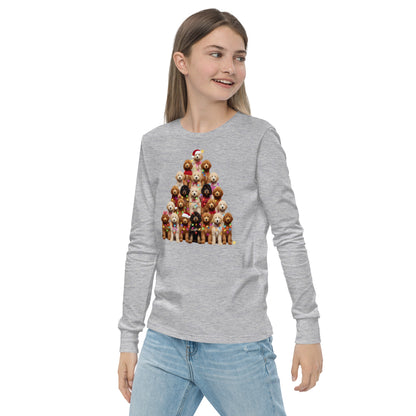 Doodle Christmas Tree Youth Long Sleeve T Shirt