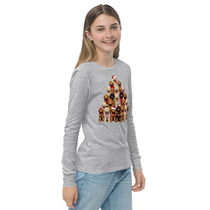 Doodle Christmas Tree Youth Long Sleeve T Shirt